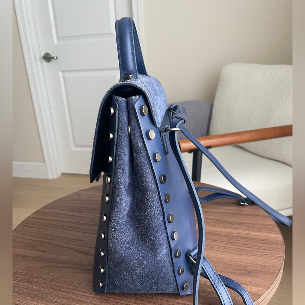 Blue Leather Women's Bag/Backpack - Picture 5 of 6